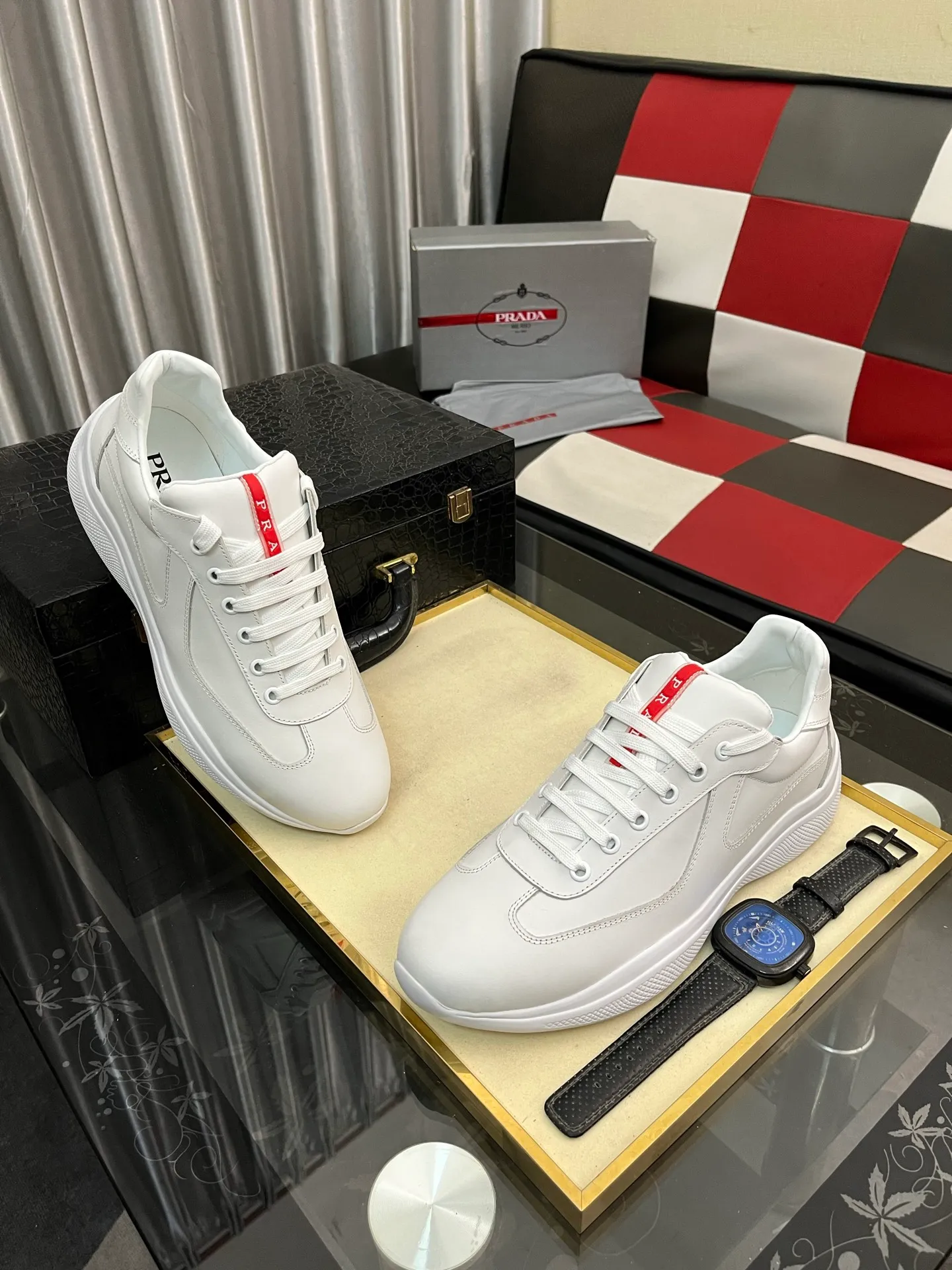 Men's shoes 💰400⌚️⌚️【PRADA】Prada casual shoes, originally developed 1:1, made of high-mercerized cowhide with imported cowhide, silk sheepskin lining, rubber outsole, comfortable and soft on the foot, size: 38-442️⃣Colors available